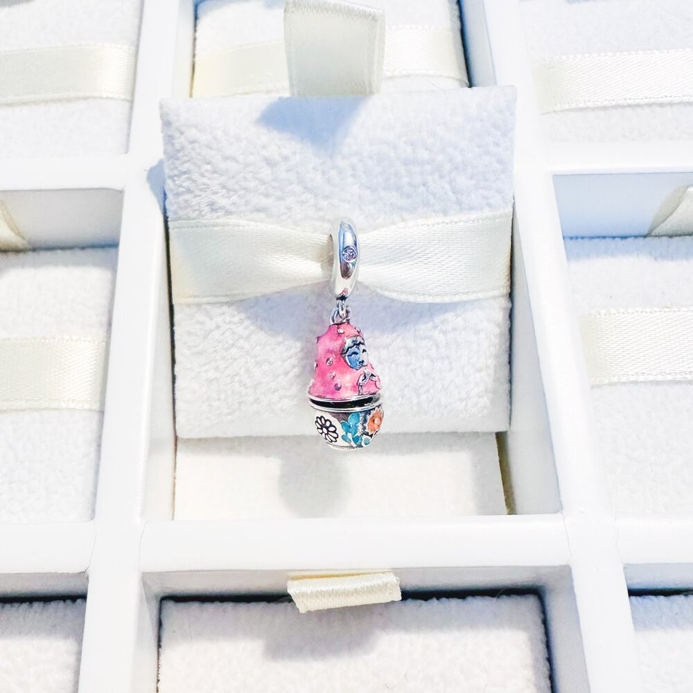 925 Sterling Silver Pink Matryoshka Doll Dangle Charm Fits Pandora Bracelets